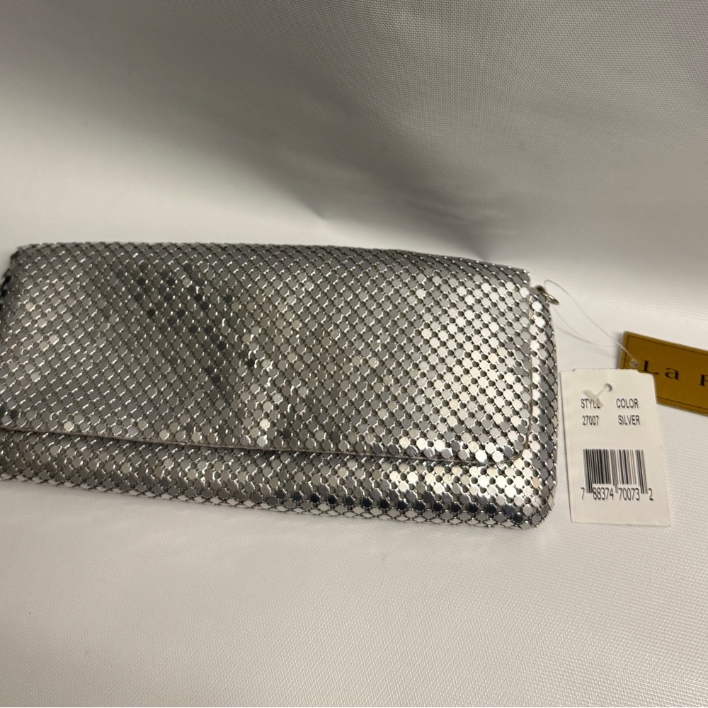 Elegant Silver Satin Clutch